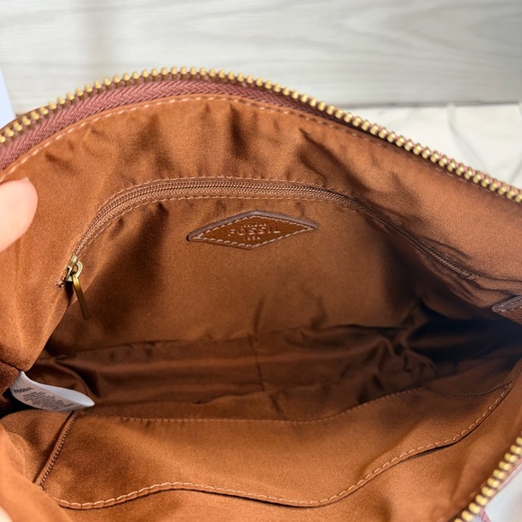 Fossil Tan Leather Crossbody Bag with Floral Charm - Picture 5 of 6